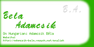 bela adamcsik business card