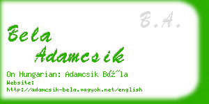 bela adamcsik business card